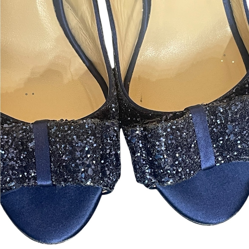 Kate Spade"Charm" Blue Glitter Slingback Bow Peep Toe Pumps
Heels Size 8.5B - Picture 13 of 14